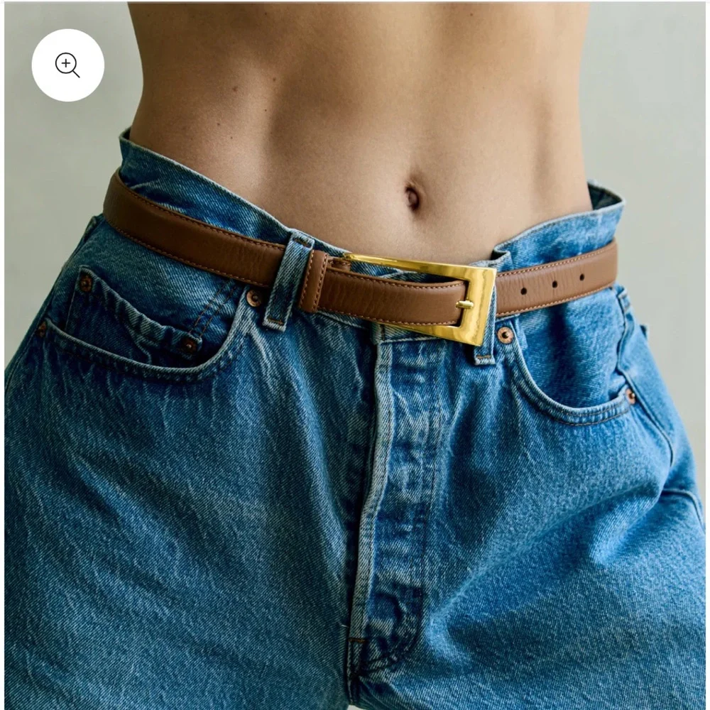 AUREUM 24K gold tone hardware Leather Belt NWT - Picture 6 of 7